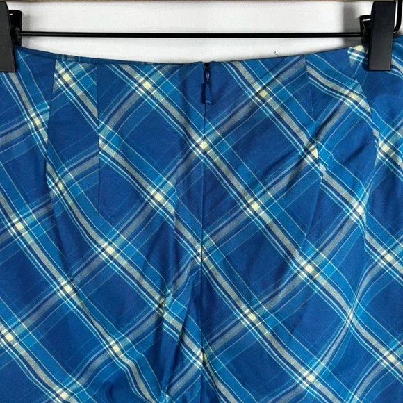 Vintage Talbots Petites Skirt Women 10 Blue Green Plaid 100% Cotton A-Line Mini - Picture 6 of 6